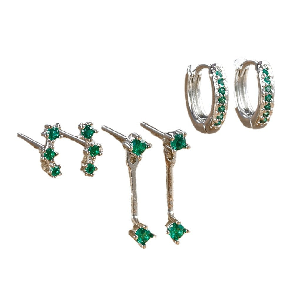 Women's Inlaid Zircon 18K Gold 6-piece Set Trendy Earrings