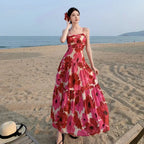 Vacation Spaghetti Straps Dress Dopamine - Viexta