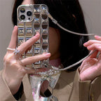 Silver Heart Shape Mirror Chain iPhone Case - Viexta