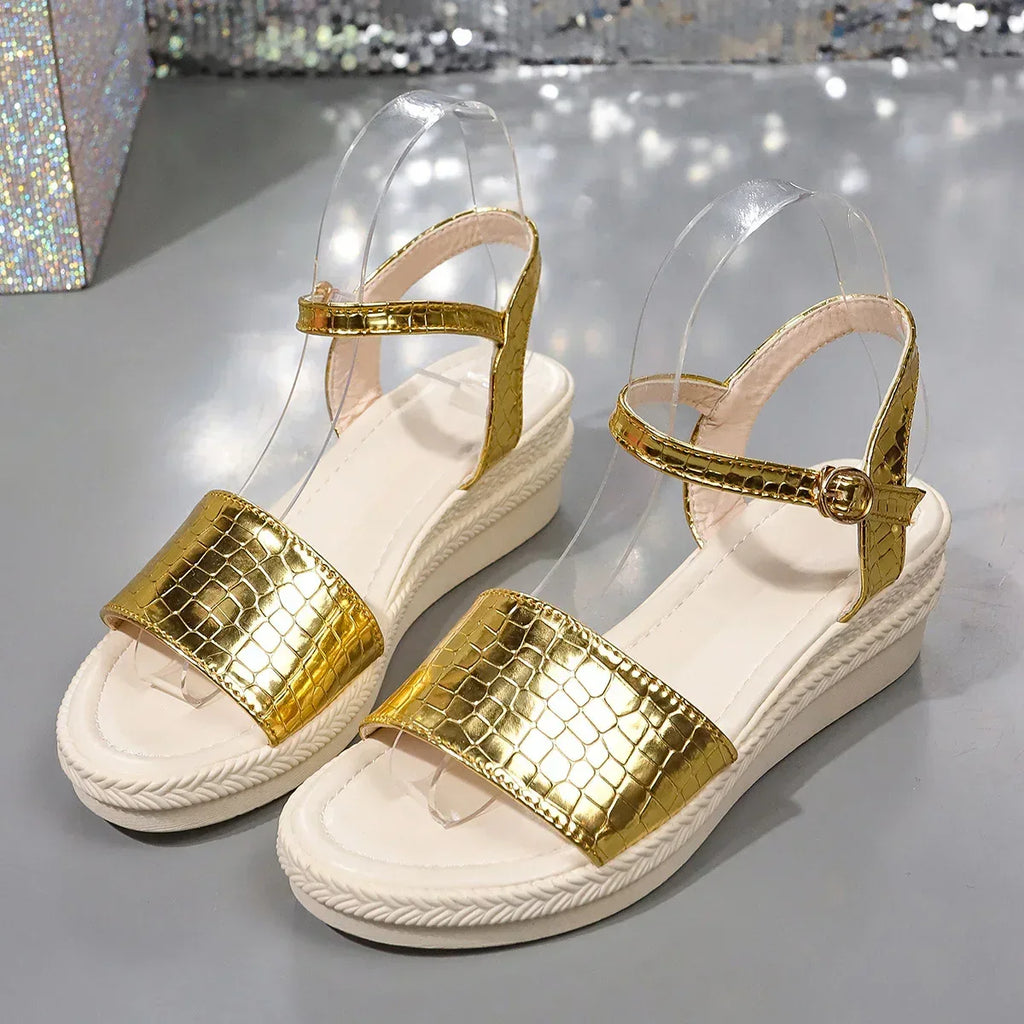 Shiny Thick Sandals - Viexta