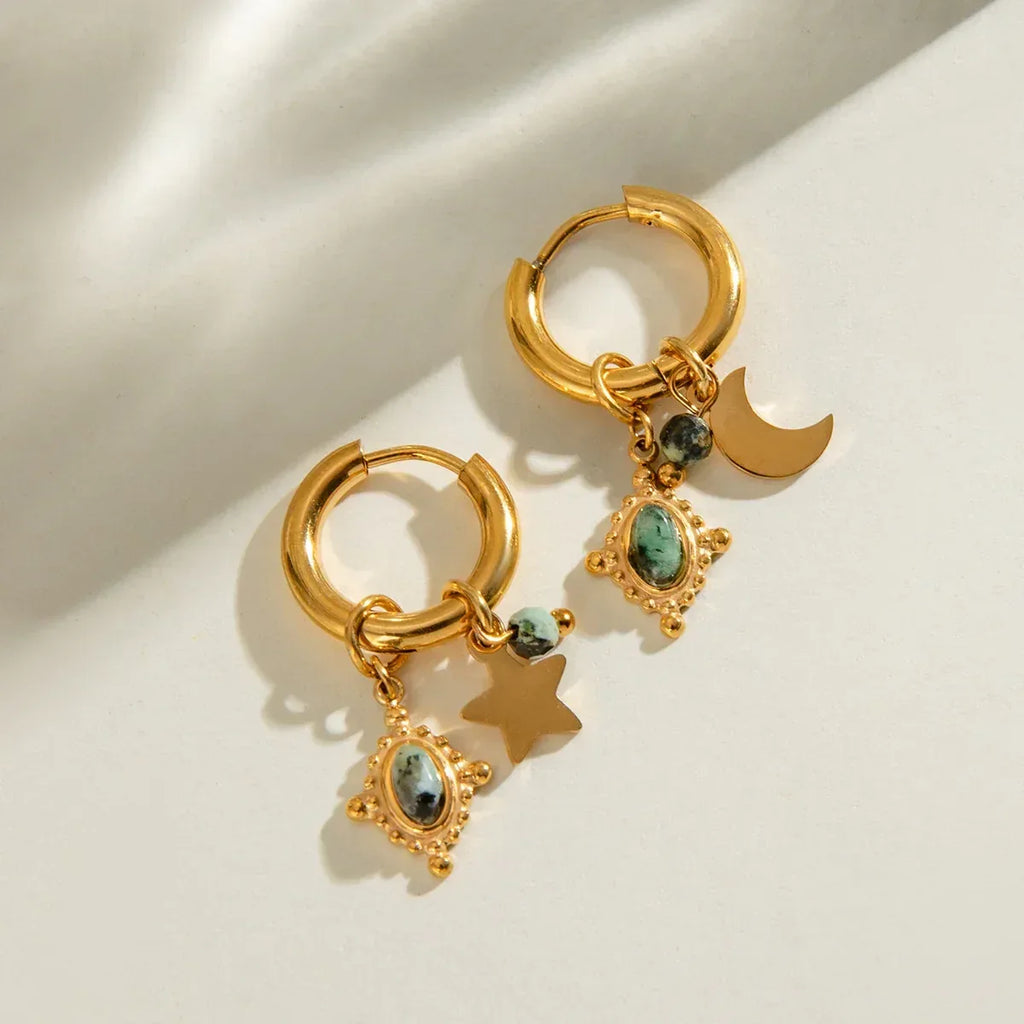 Stainless Steel Star Moon Ear Clip - Viexta