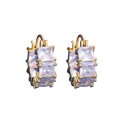 Micro-inlaid Square Zircon Earrings