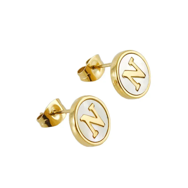 Titanium Steel 26 English Alphabet Letter Studs - Viexta