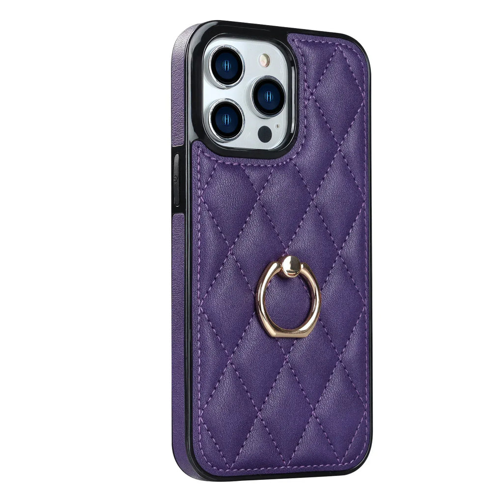 diamond-bracket-leather-iphone-case - Viexta