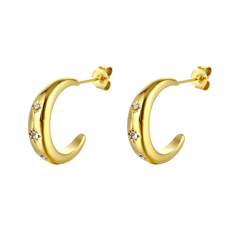 Light Luxury C- Shaped Stainless Steel Hoops - Viexta