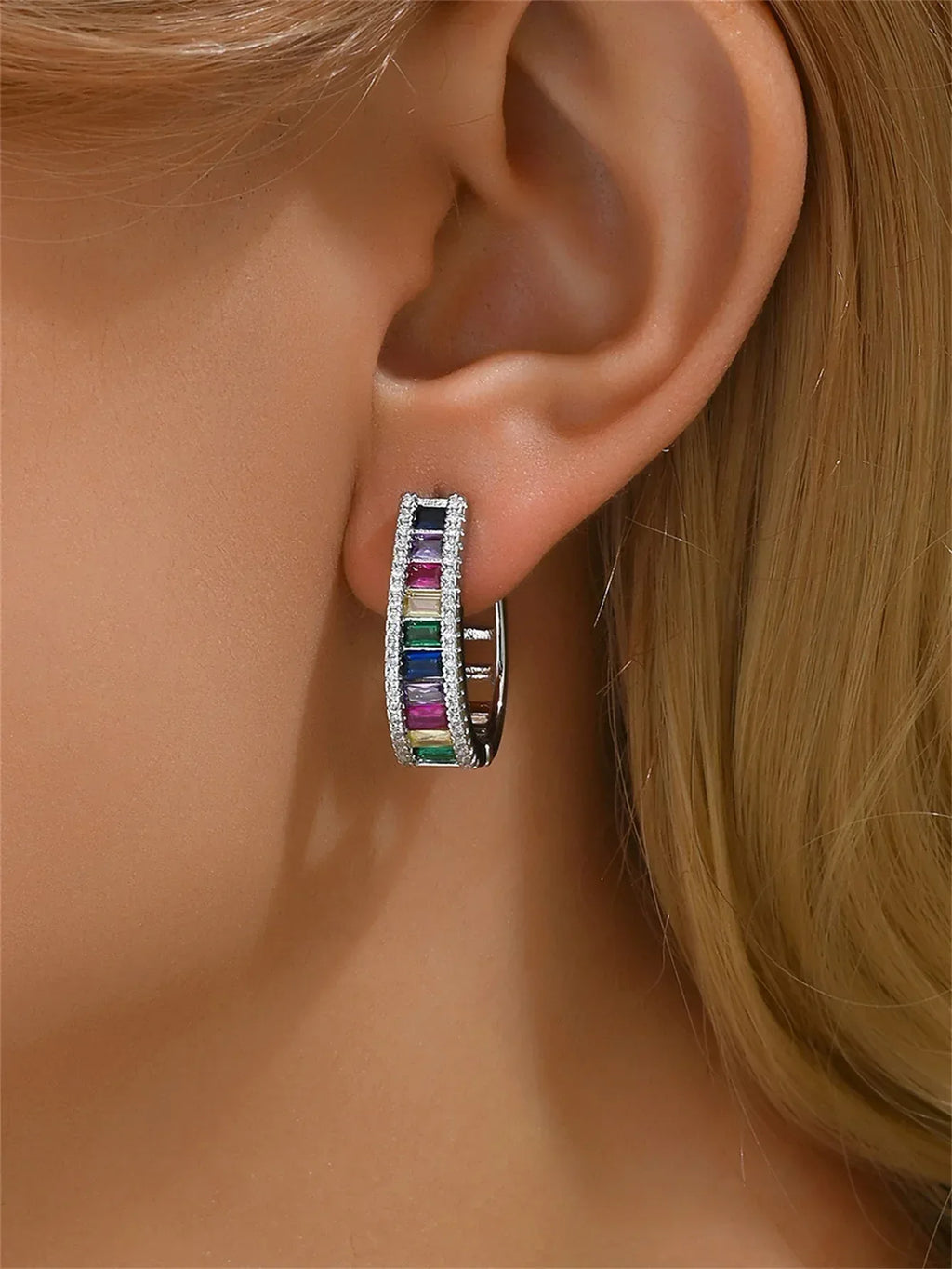 Colorful Zircon Geometric Earrings For Women - Viexta