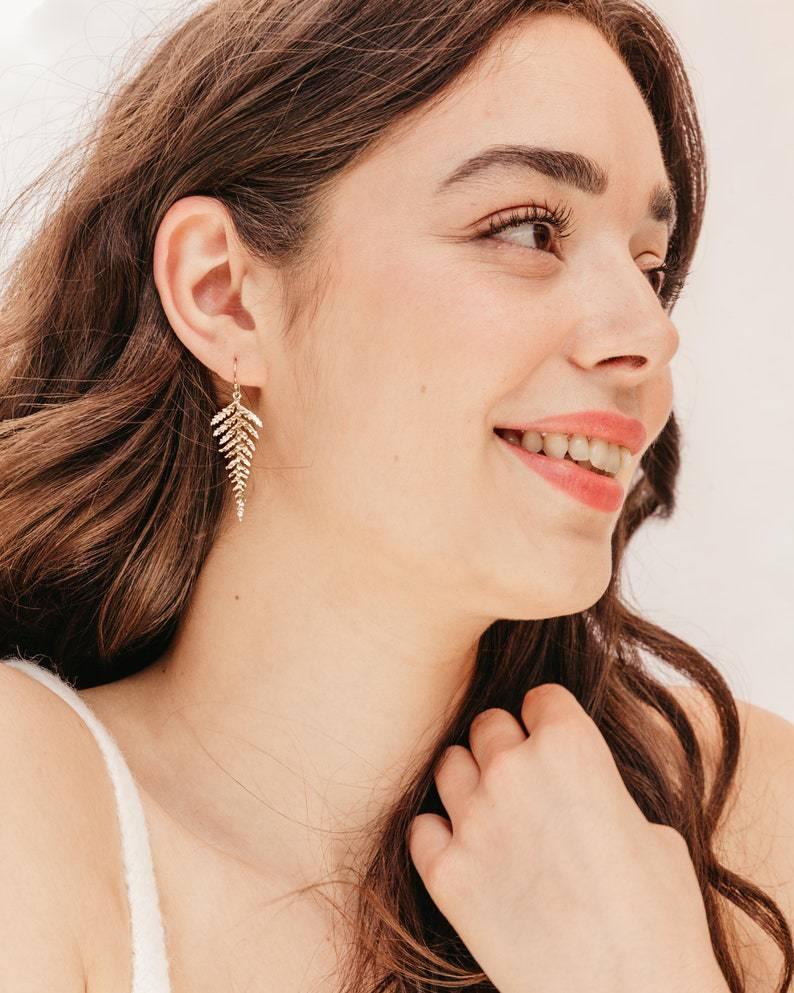 Tassel Bohemian Gold Leaf-shaped Earring - Viexta