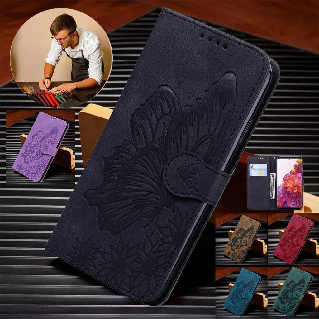 Embossed Butterfly Samsung S20 Series Leather Phone Case - Viexta