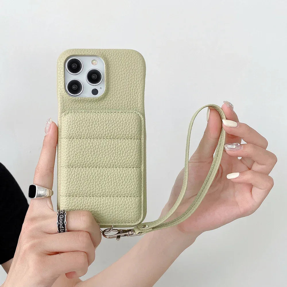 Drop-resistant Leather Down Card Holder iPhone Case - Viexta