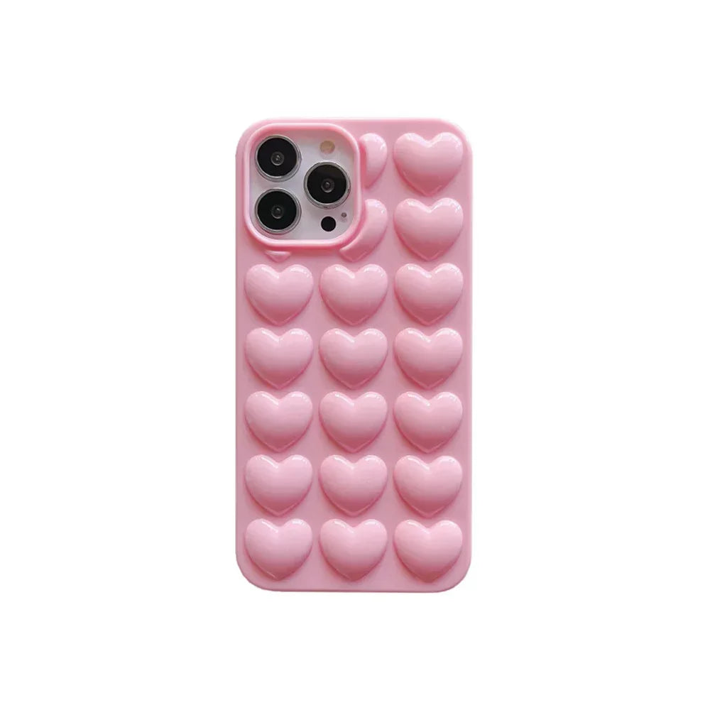 Solid Color Stereo Heart iPhone Case - Viexta