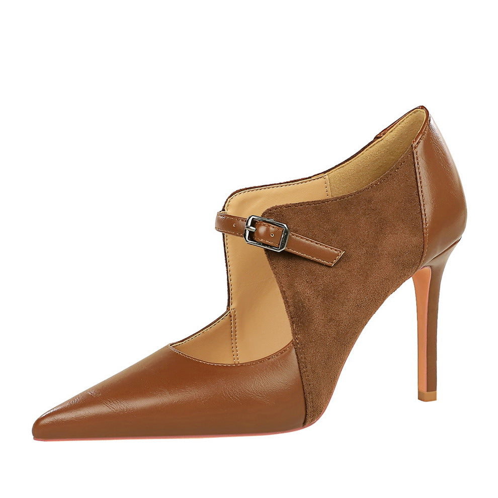 Vintage High Heels Stiletto Suede Pointed Toe Heels