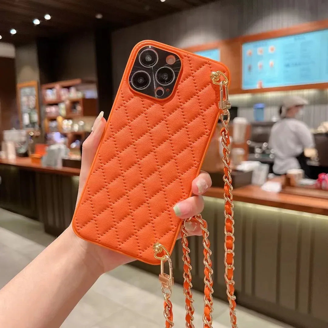 Diamond Plaid Crossbody iPhone Protective Case - Viexta