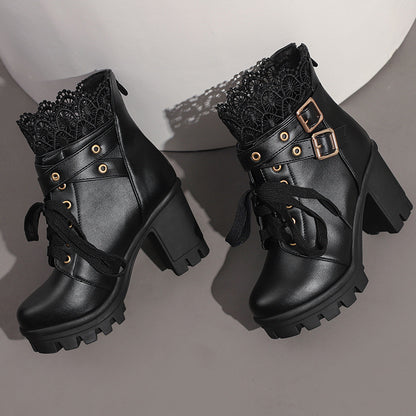 Princess Lace Up Belt Buckle Boots