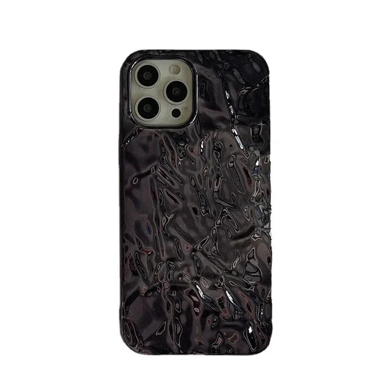 Black Pleated Tin Foil iPhone Soft Case - Viexta