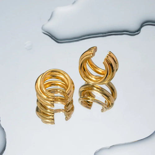 18K Stainless Steel Three-layer Ear Clip - Viexta