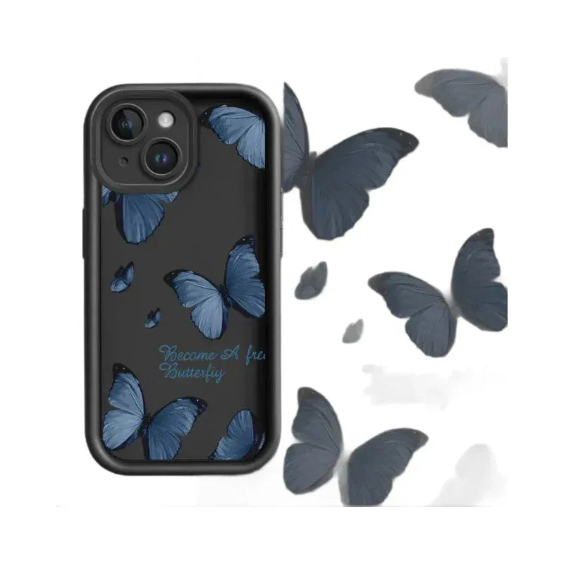 Blue Butterfly Edging Drop-resistant iPhone Case - Viexta
