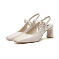French Retro Square Toe High Heels - Viexta