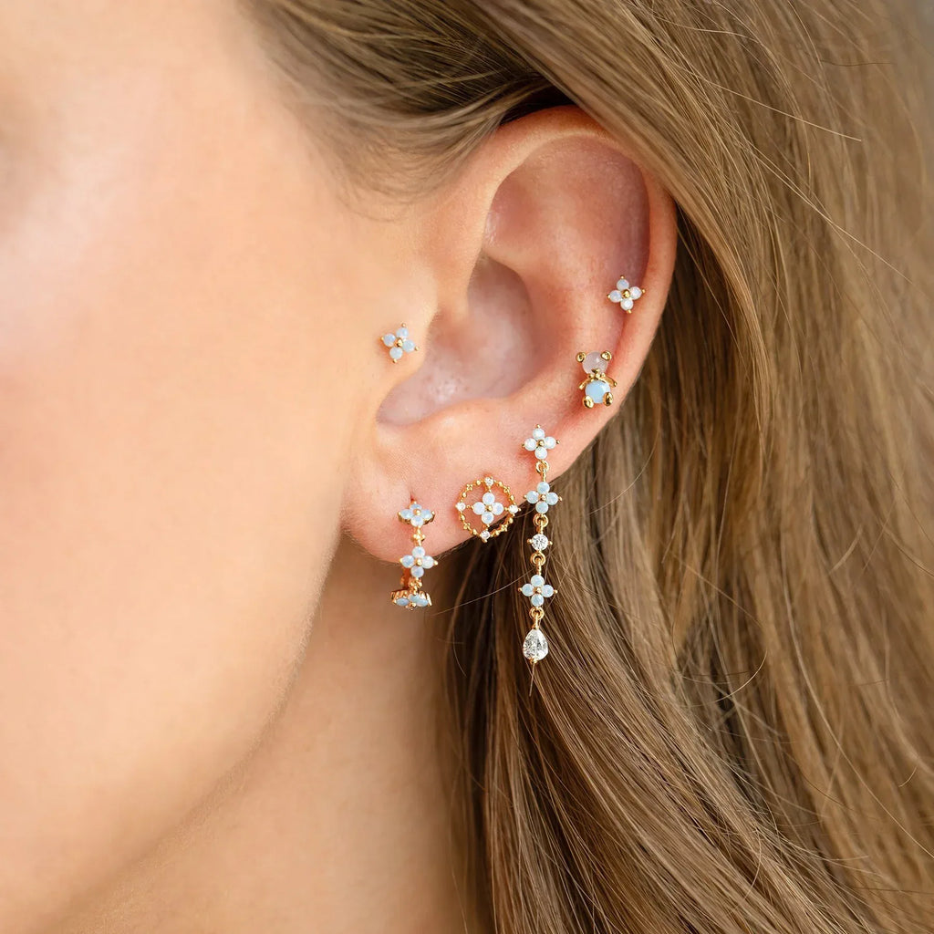 Blue Flower Stud Earrings - Viexta