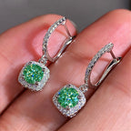 Square Round Diamond Earrings