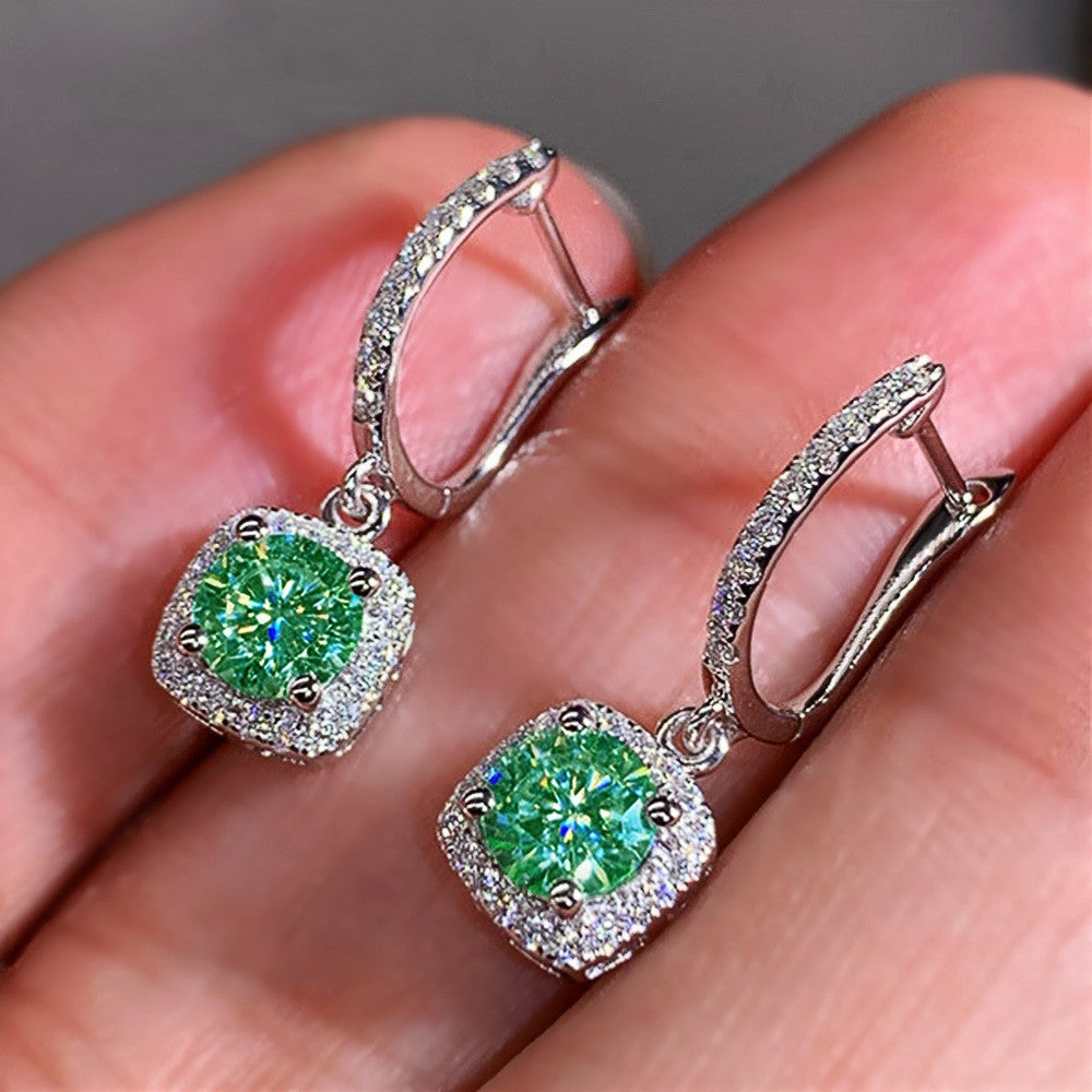 Square Round Diamond Earrings