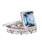 Sea Blue Zircon Engagement Wedding Ring - Viexta