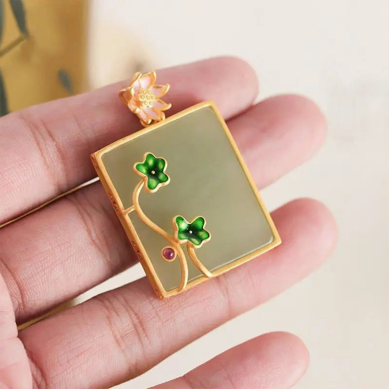 Hotian Jade Pendant Sterling Silver Classical Necklace