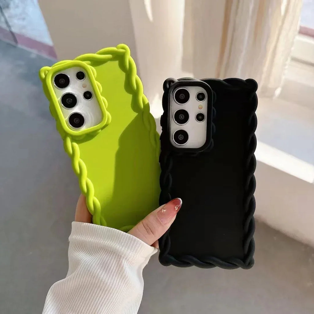 Hemp Pattern Drop-resistant Solid Color Samsung Phone Case - Viexta