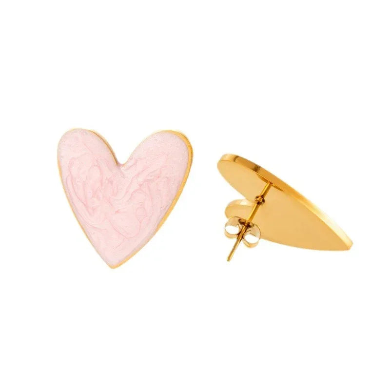 Titanium Heart-shaped Round Studs - Viexta