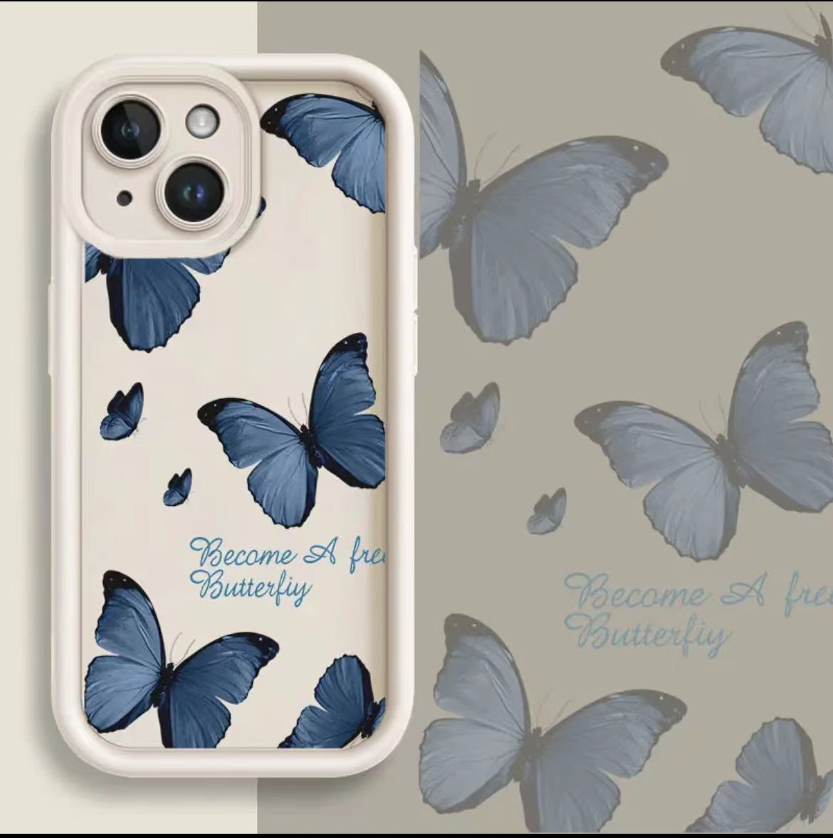 Blue Butterfly Edging Drop-resistant iPhone Case