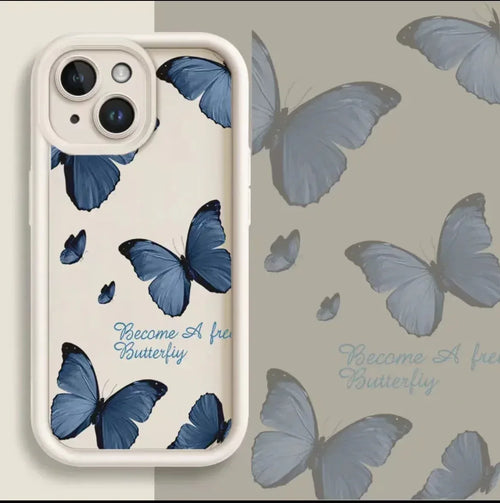 Blue Butterfly Edging Drop-resistant iPhone Case - Viexta