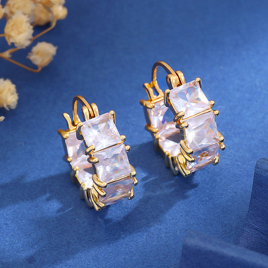 Micro-inlaid Square Zircon Earrings