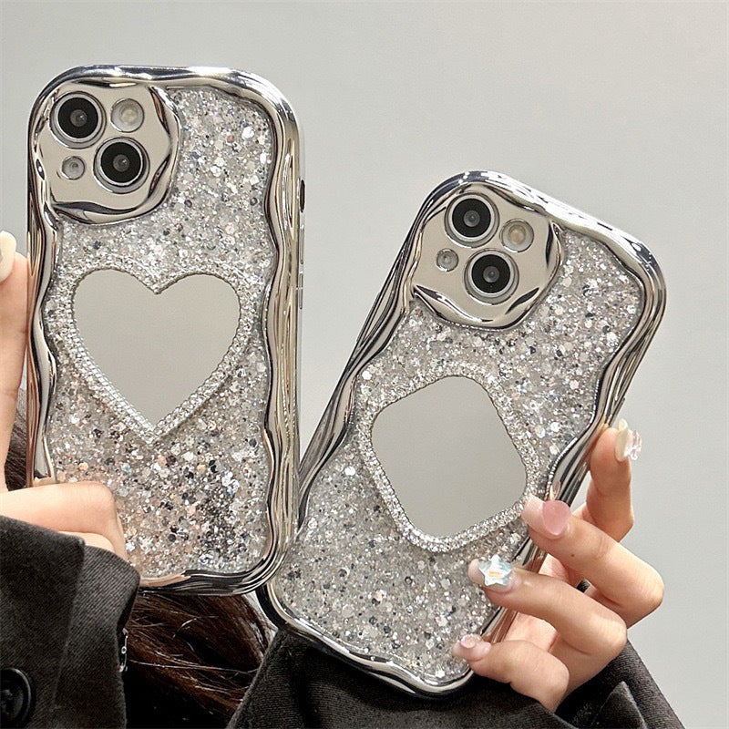 Heart Shape Mirror Sequins iPhone Case