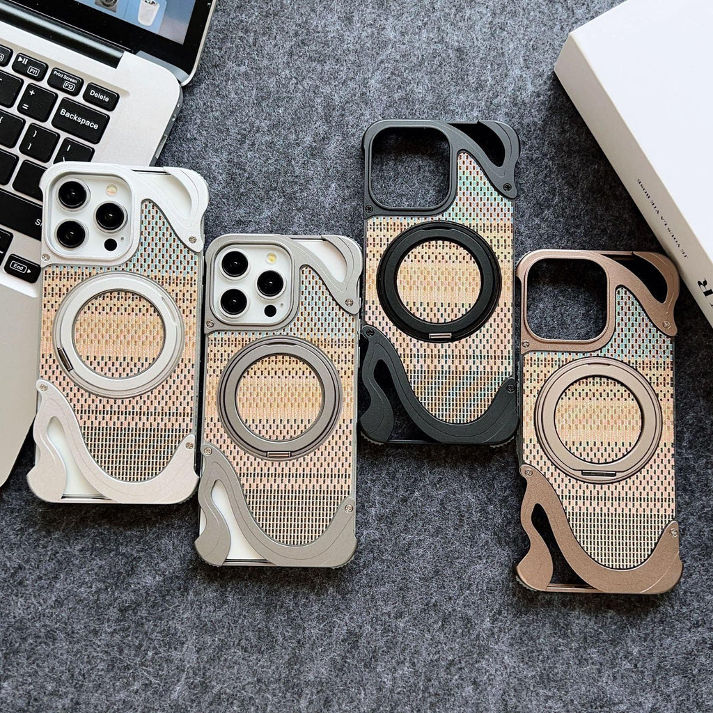 Frameless Heat Dissipation Armor Magnetic Bracket Metal iPhone Case - Viexta