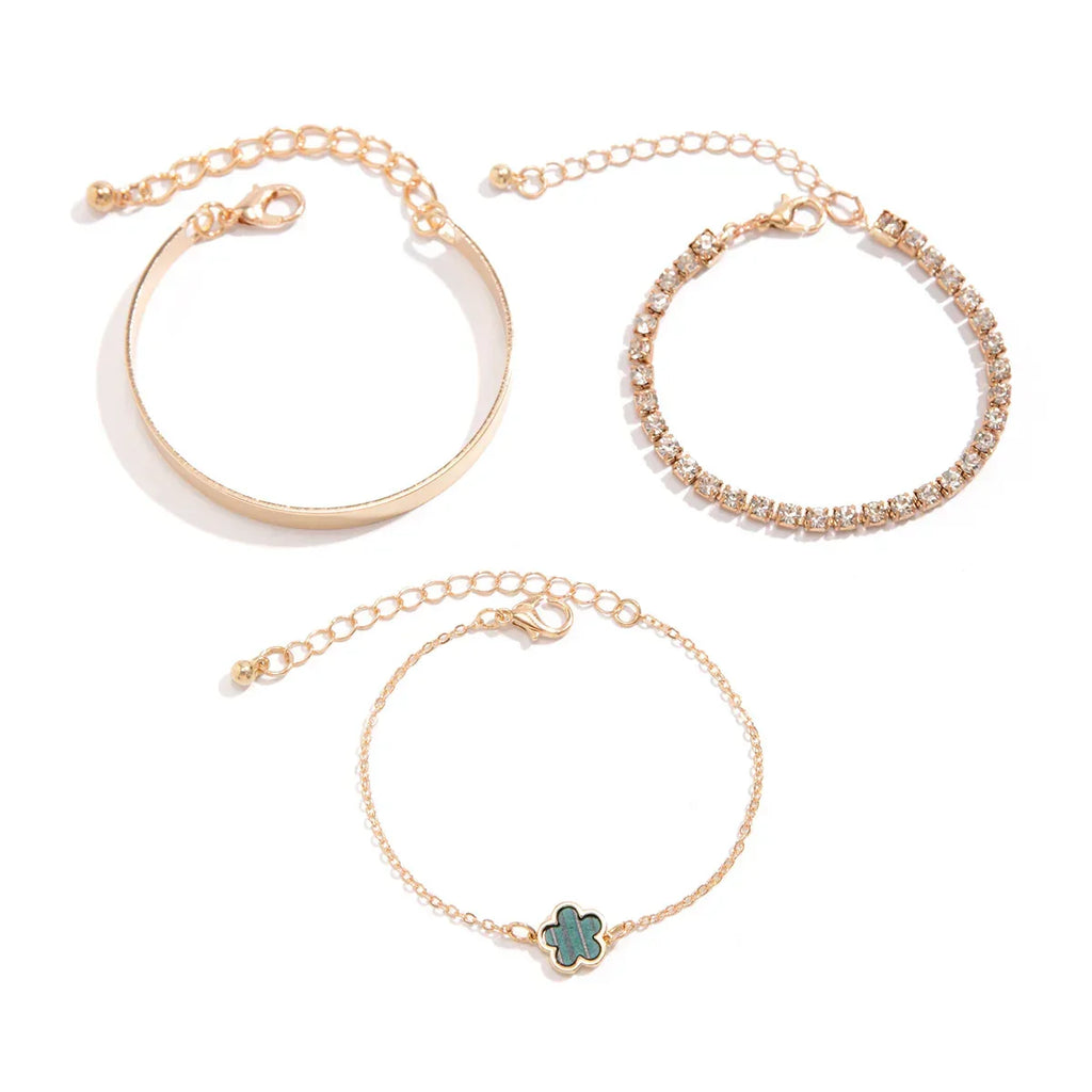 Rhinestone Chain Parthenocissus Grass Bracelet - Viexta
