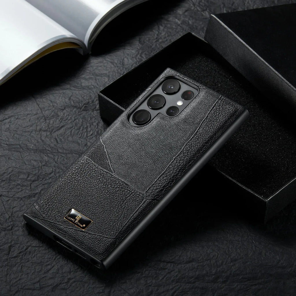 solid-color-business-leather-pattern-samsung-phone-case - Viexta