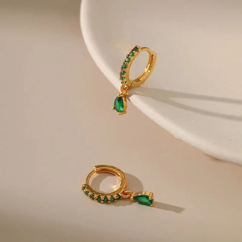 18K Gold Vintage Emerald Earrings - Viexta