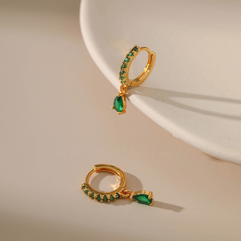 18K Gold Vintage Emerald Earrings
