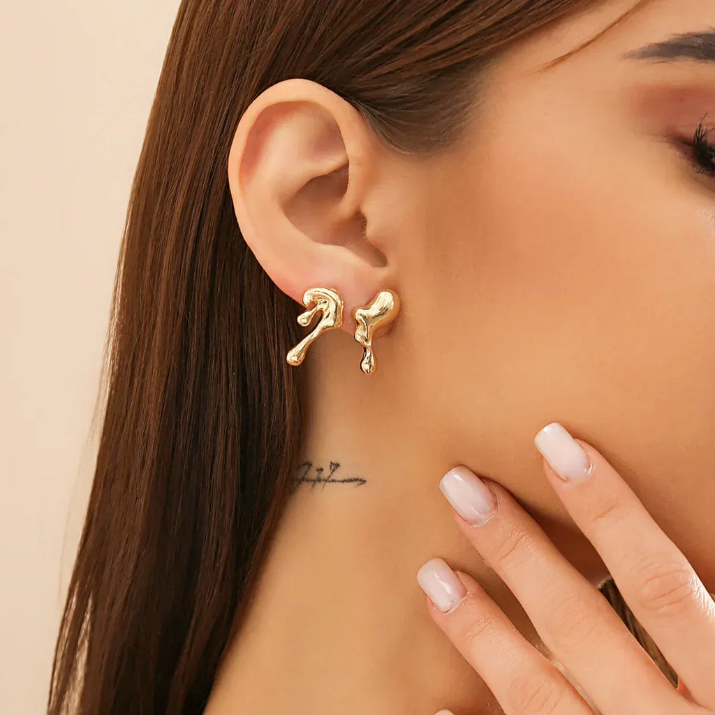 Lava Geometric Liquid Stud Earrings - Viexta