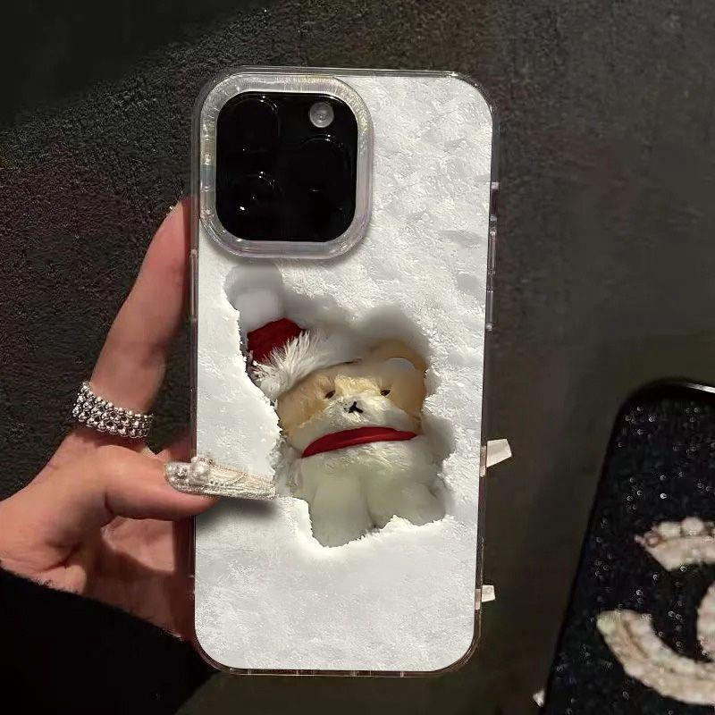 Three-dimensional Relief Drop-resistant Silver Snow Bear iPhone Case - Viexta