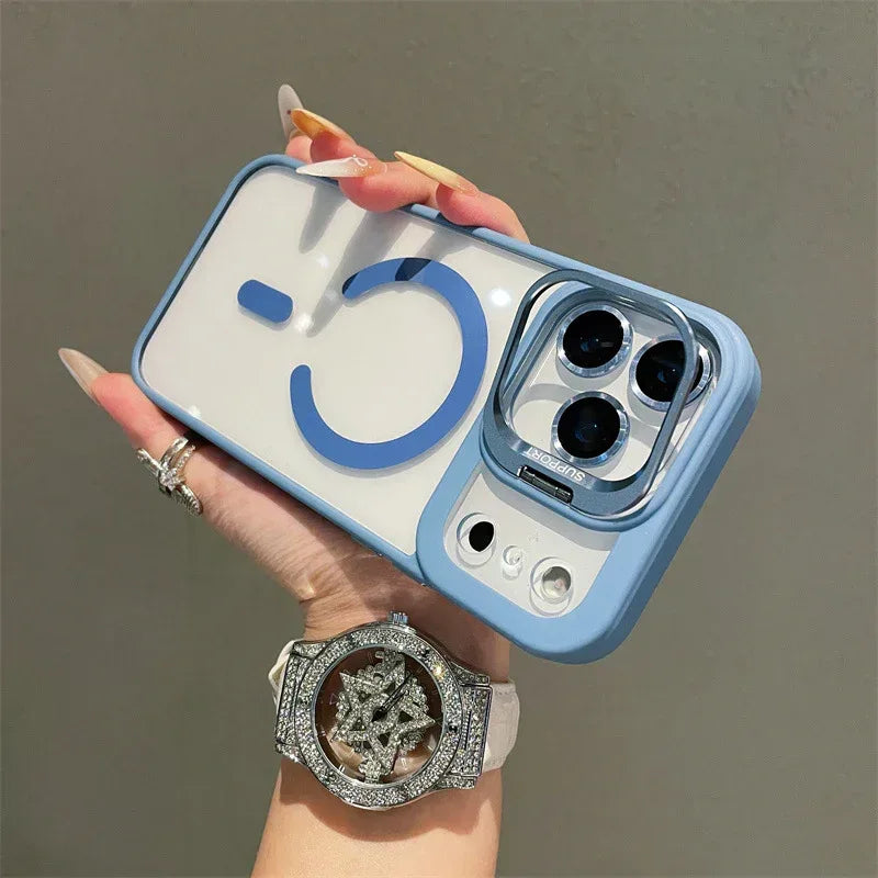 Hardware Lens Bracket Transparent Magnetic iPhone Case - Viexta