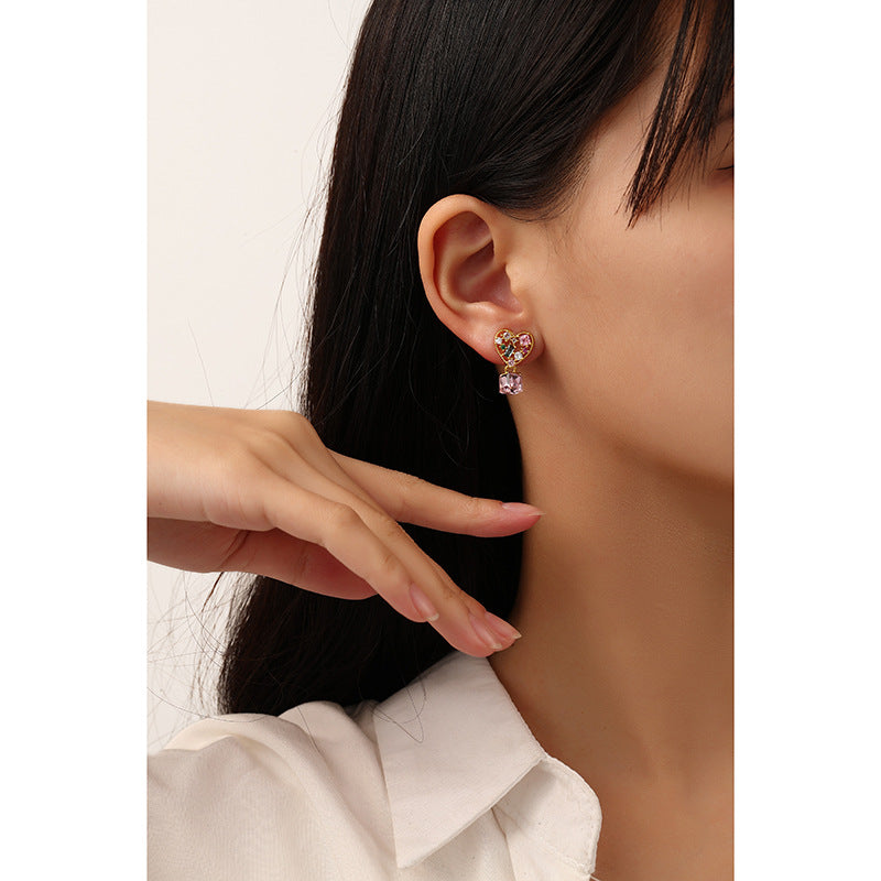 Retro Love Zircon Earrings