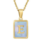 Titanium Steel 26 English Letter Blue Shell Necklace - Viexta