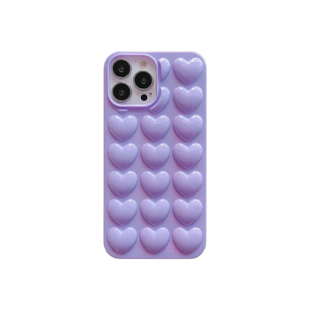 Solid Color Stereo Heart iPhone Case - Viexta