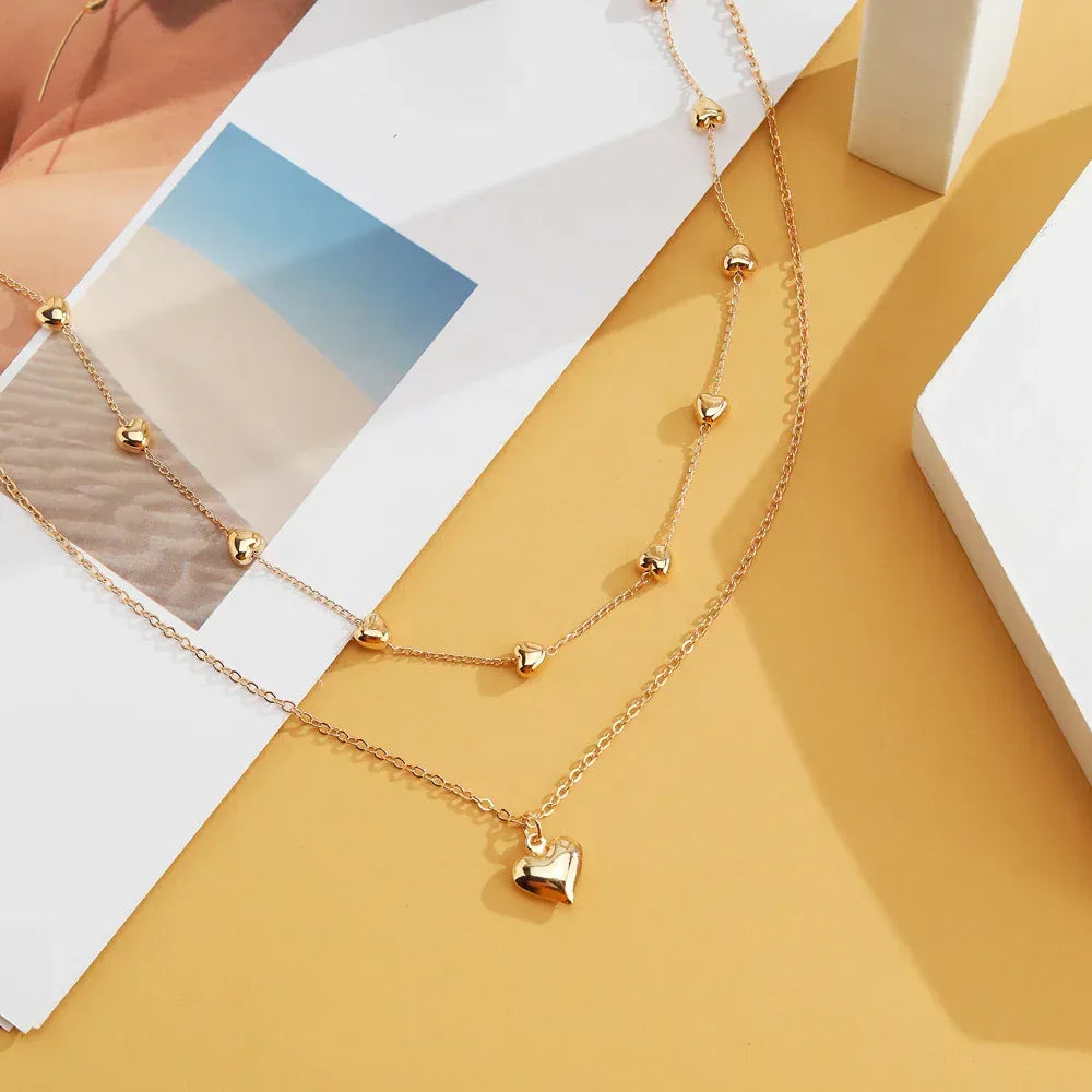 Double-layer Heart Pendant Necklace - Viexta