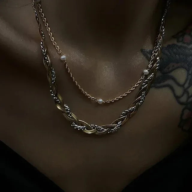 Titanium Steel Snake Woven Necklace - Viexta