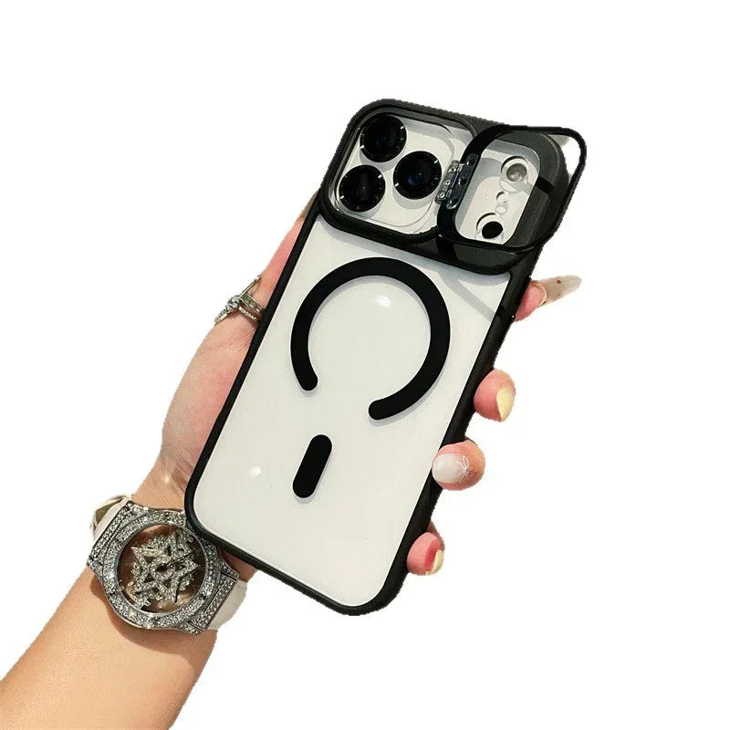 Hardware Lens Bracket Transparent Magnetic iPhone Case - Viexta