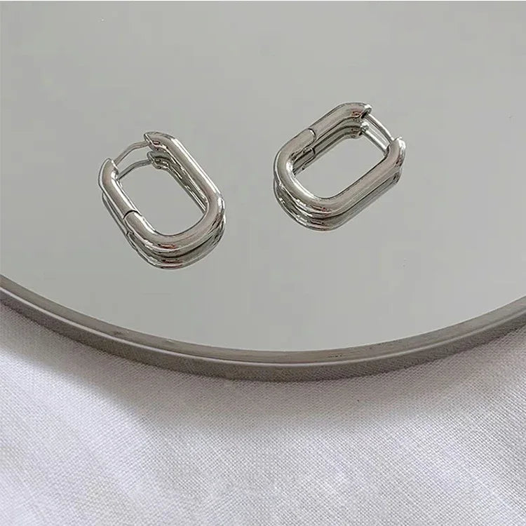925 French Elegant Oval Hoops - Viexta