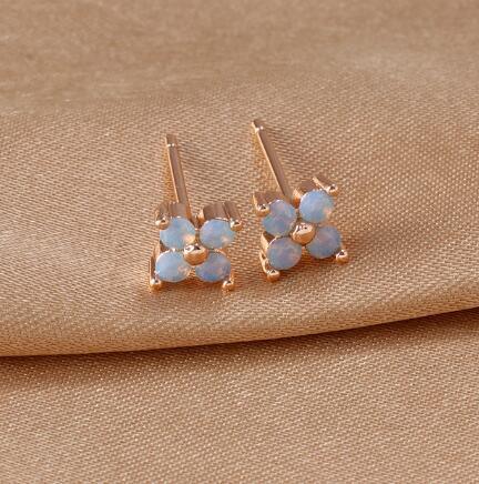 Blue Flower Zirconium Ear Studs - Viexta