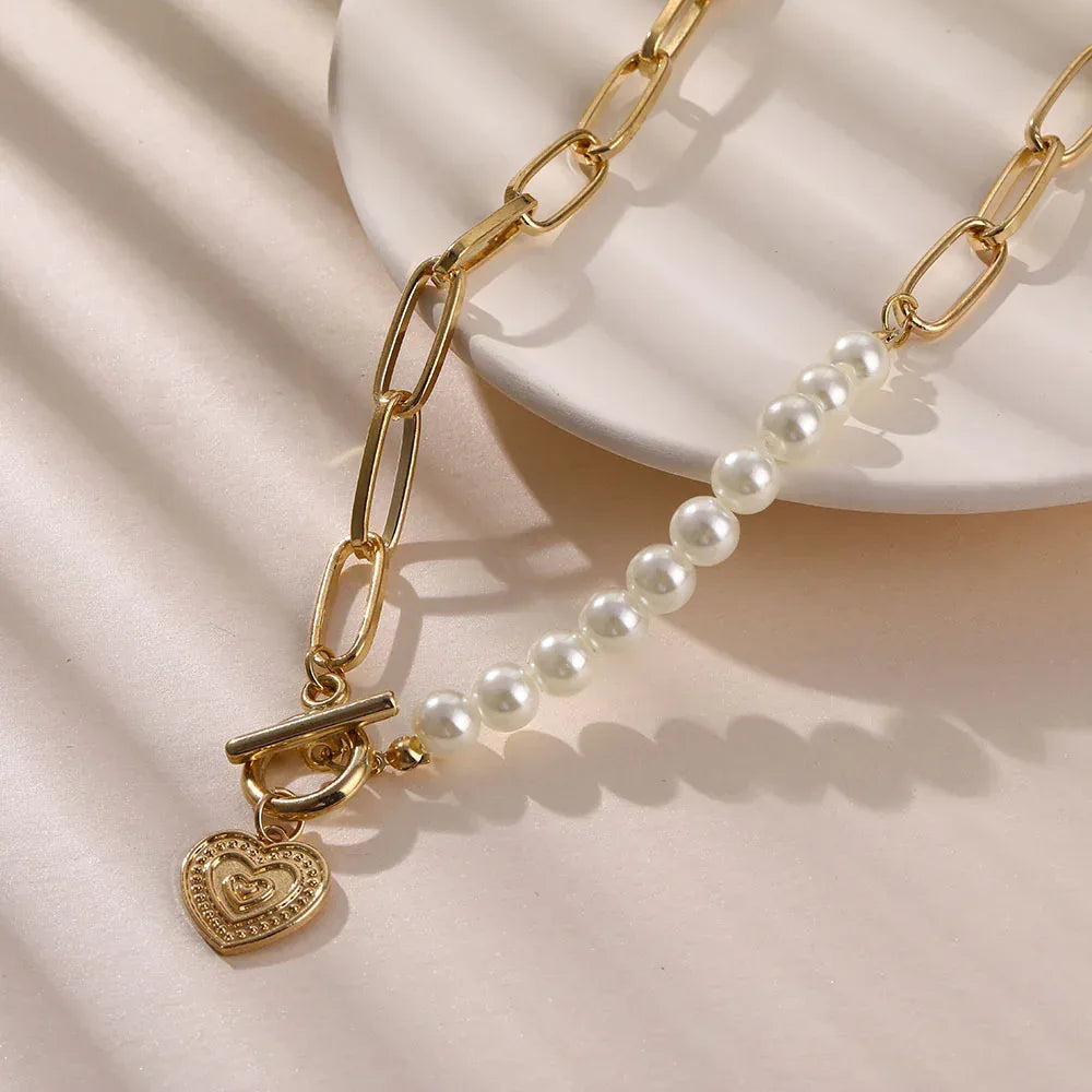 Fairy Temperamental Pearl Love Necklace - Viexta