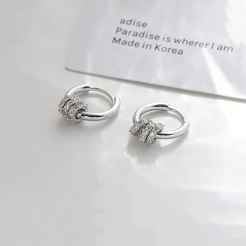 Diamond-embedded Gold-plated Versatile Earrings - Viexta